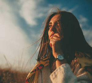 woman in wind