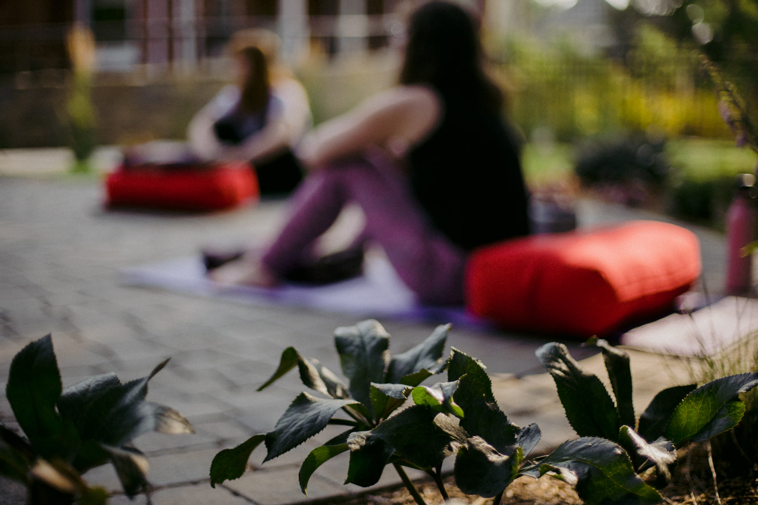 faded picture of yoga session