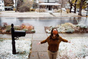 Woman outside in the snow (2)